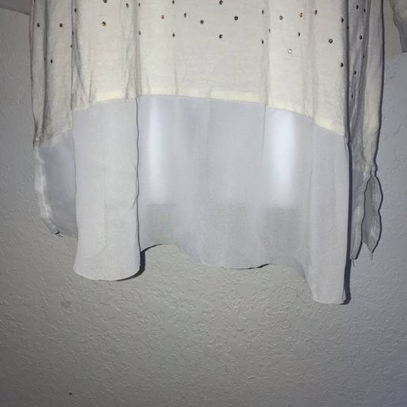 Bellini Stretch Knit White Gold Stud Tunic Top L - Picture 4 of 7